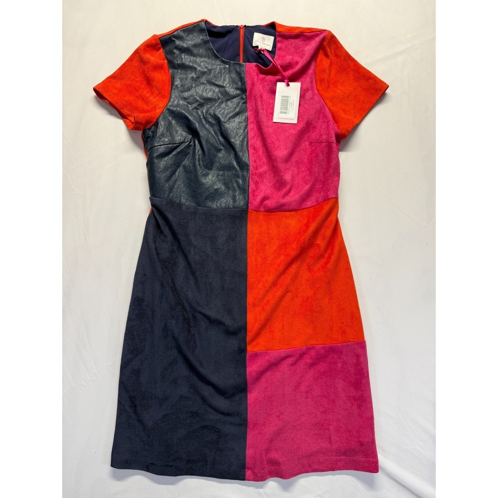 JB by Julie Brown NYC Shift Dress‎ Womens 8 Multi Colorblock Faux Suede Back Zip